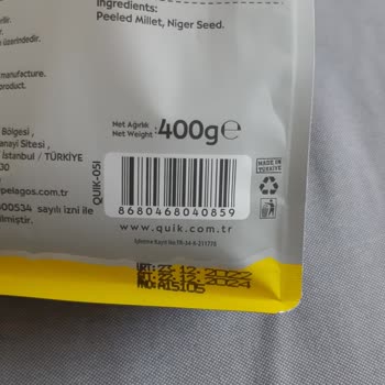 Kurtlanmış Kapalı Pakette Quik Kabuksuz Yem