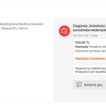 Hepsiburada Habersiz Sipariş İptali Mağduriyeti