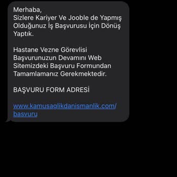 Kariyer Ve Jooble Da Yapmış Olduğunuz İş Başvurusu Konulu Mesaj