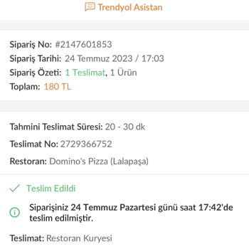 Trendyol Yemek Sipariş Gecikmesi Ve Teslim Edildi Gözüküyor