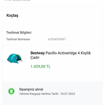 Koçtaş Kargoya Gerekli Tarihten Önce Verilmemesi. Hâlâ Beklemede.
