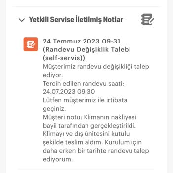 Arçelik Mersin/Mezitli/Fatih Mahallesi Servisi, Klima Montaj Süresi 18 Gün