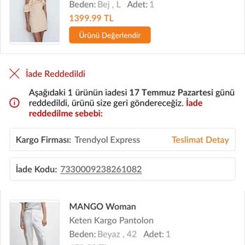 Trendyol Express İade Sorunu