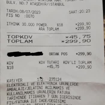 Migros'tan Alınan İthink 30000 Mah Powerbank 1 Ay Olmadan Bozuldu.