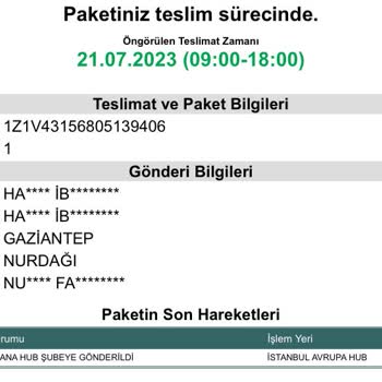 UPS Türkiye Kargo Teslimatı Ve Firmanın Ciddiyetsizliği