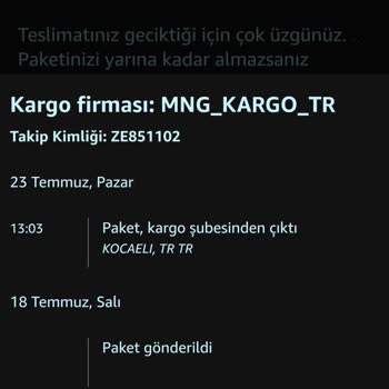 MNG Kargo Kargo Takip Uyumsuzluğu Ve Eksik Teslimat Bilgilendirmesi