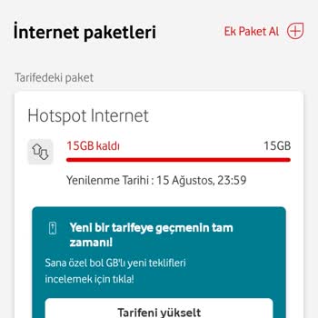 Vodafone Hotspot İnternet. 15 GB