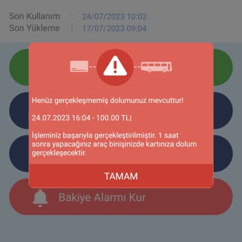 e-komobil Kentkart Yükleme Hatası