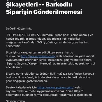 Epttavm Ürünü Teslim Etmeyip Bilgi Vermeden 20 Gün Sonra İptal Etti