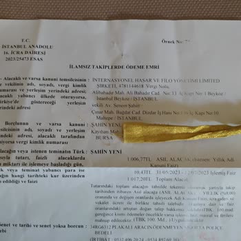 İnternasyonel Hasar ve Filo Yönetimi İnternasyonel Hasar Ve Filo Şirketi İstanbul İcra Kağıdı Gelmiş.