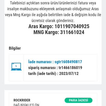 Decathlon Ürünün İade Talebi Para İadesi