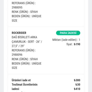 Decathlon Ürünün İade Talebi Para İadesi
