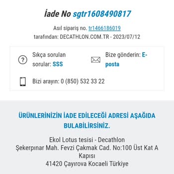 Decathlon Ürünün İade Talebi Para İadesi