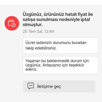 Hepsiburada Yanlış Fiyatlandırma İle Sipariş İptali