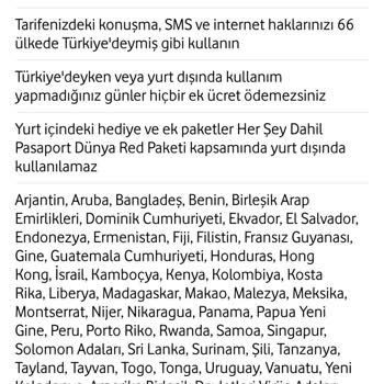 Vodafone Yurt Dışı Kullanım Ücretlendirme Bilgisi Eksik Veya Hatalı.