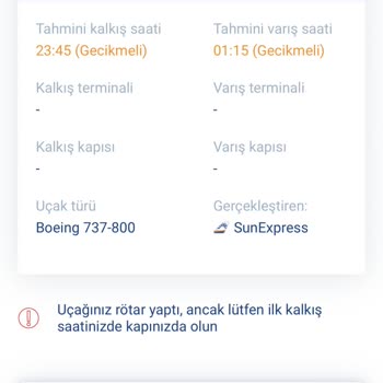 SunExpress Hava Yolları Rötar & Operasyonel Sebepler