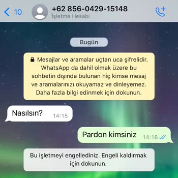 WhatsApp +62 856 0429-15148 Kodlu Yabancı Bir Numaradan WhatsApp Mesajı