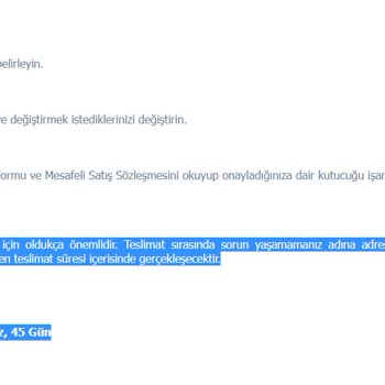 Bellona Hatalı Teslimat Bilgisi