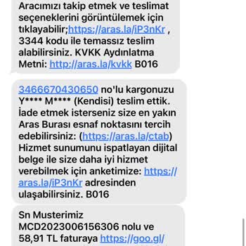 Aras Kargo'dan Yaşadığım Sorun