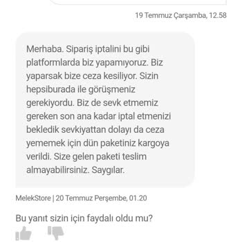 Melek Store Kayıp Kargo Hak