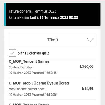 Vodafone C Mop Tencent Games Mobil Ödeme Diyerek Para Kesildi
