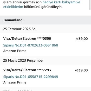 Amazon.com.tr Sürekli Kartımdan Para Çekiyor