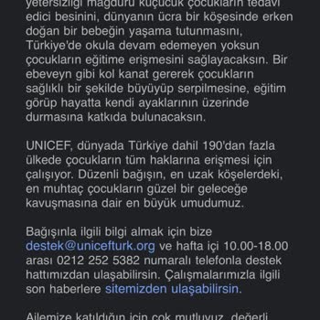 UNICEF Bağışı İptali Talebi