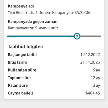 Vodafone 12 Taahhüt Anlaşılan Taahhüdümün 6 Ayda Dolması