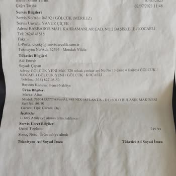 Arçelik Bulaşık Makinesi Kirli Çıkarıyor