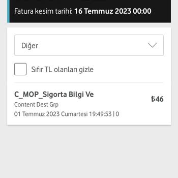 C Mop Adı Altında Vodafone Hattıma Yansıtılan Fazla Fatura!