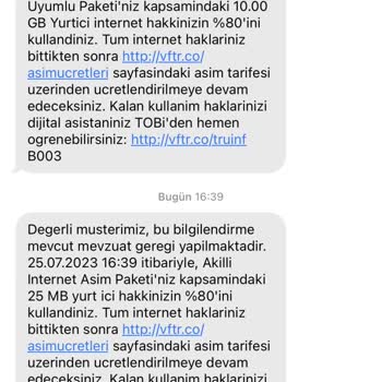 Vodafone Sorulmadan İnternet Aşım Paketi Faturaya Yansıtılması