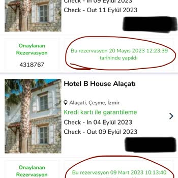 Hotel B House Alaçatı Rezervasyon İptali!