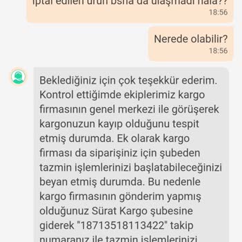 Sürat Kargo'nun Sorumsuzluğunun Duyulmasını İstiyorum