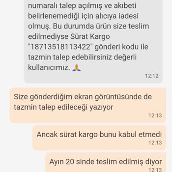 Sürat Kargo'nun Sorumsuzluğunun Duyulmasını İstiyorum