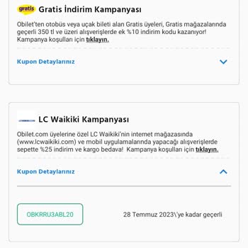 Obilet Boş Kampanya Kuponu Veriyor
