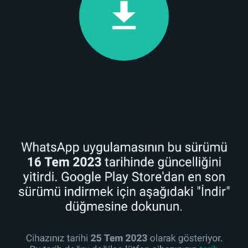 Google Play WhatsApp Uygulamasını Son Sürümünü Güncelleyememek