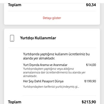 Vodafone Yurt Dışı İnternet Kullanımı