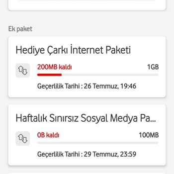 Vodafone Hediye İnternet Dururken Hesaba Haksız İnternet Aşımı Yüklenmesi