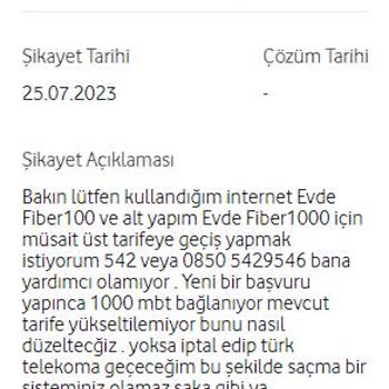 Vodafone Net Vodafone Alt Yapım Müsait Olmasına Rağmen Bir Üst Tarifeye Geçirmiyor