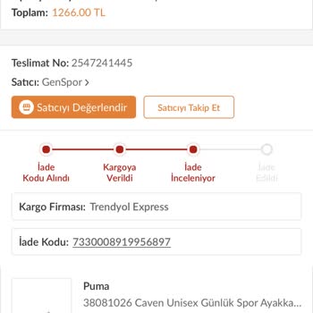 Trendyol İncelemedeki Ayakkabı Gelmedi