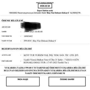 Keyftur Turizm: Önceden Ödenen Paranın İadesi Yapılmadığı İçin Mağdur Oldum