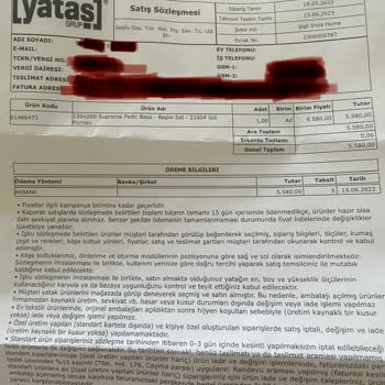 Sözleşmeye Uygun Hareket Etmeyen Yataş Ve Teslim Edilmeyen Ürün