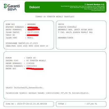 İzmir Büyükşehir Belediyesi Yanlışlıkla Ödenen Başka Abonenin Fatura İadesi