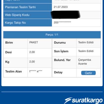 Sürat Kargo Kargomu Kaybettiler Mağdur Edildim!