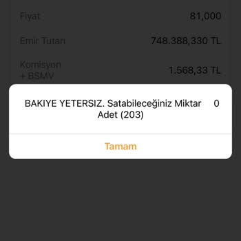 Kuveyt Türk Forte Satış Emri Verilmiyor