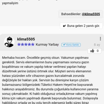 LG Uv Sirius Klima Vakum Yapılmama
