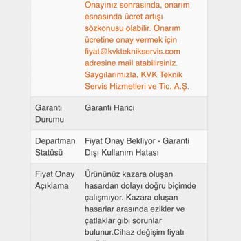 KVK 1 Yıllık Cihazım Garanti Dışı Bırakıldı