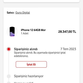 Vodafone Her Şey Yanımda Vodafone 07 Temmuz 2023 Tarihinde Satın Aldığım Telefonumu Göndermedi