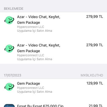 Azar Chat Ödeme 2 Kere Çekmiş