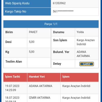 Sürat Kargo Kargoyu Adana Aktarma Şubesinde Bekletiyor